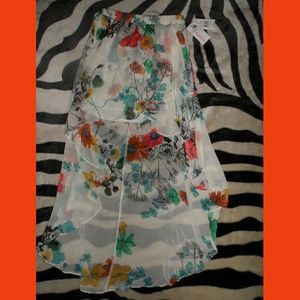 Floral Skirt White & Colorful Flowers NWT